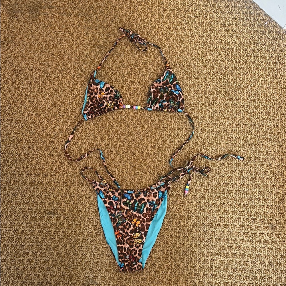 Leopard Print Bikini with Turquoise Accents